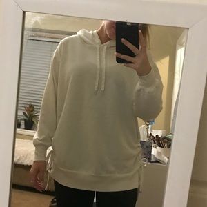White lace up hoodie